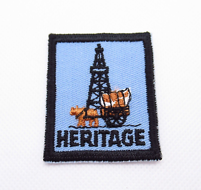 #ad Oil Drilling Rig Covered Wagon Heritage District Canada Vintage Patch