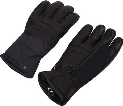 #ad OAKLEY Snow 2024 ELLIPSE GOATSKIN Men#x27;s Gloves Blackout Large NWT