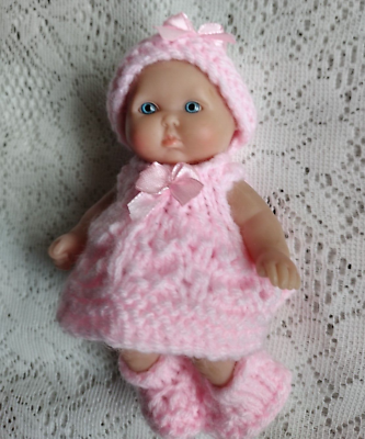 #ad Doll Clothes pink knit Handmade dress set for silicone baby 6quot; fit Berenguer 5quot;