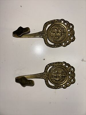 #ad vintage brass wall mounted hooks antique