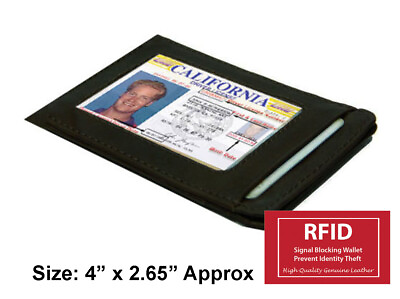 #ad 2x RFID Black Leather Men#x27;s Thin Card Wallet Holder ID Holder