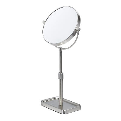 #ad Extendable Two Sided Free Standing Vanity Mirror Brushed Nickel Finish