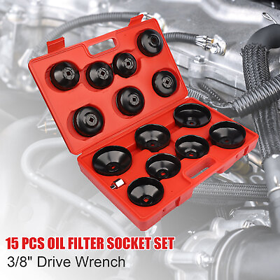 #ad 15pcs Oil Filter Removal Cap Type Wrench Socket Set Auto Aluminum Alloy Tool Kit