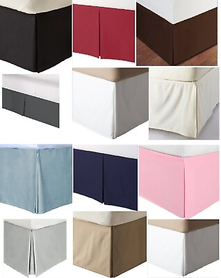 #ad Solid Split Corner Tailored Bed Skirt 620 TC Cotton US Bed Size Drop 20quot; to 22quot;