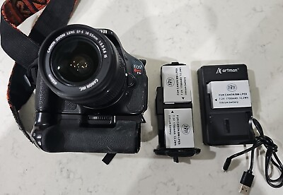 #ad Canon EOS Rebel T3i 600D 18.0MP Camera Kit w EF S 18 55mm Lens Battery Pack