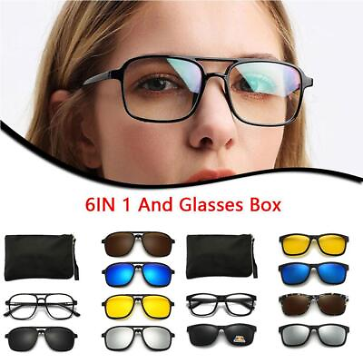 #ad 6 In1 Magnetic UV400 Sunglasses Mens Women Polarized Vision Glasses Night H7Y0