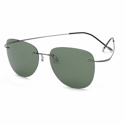 #ad Polarize Sunglasses Titanium Silhouette Light Brand Designer Rimless Men Eyewear