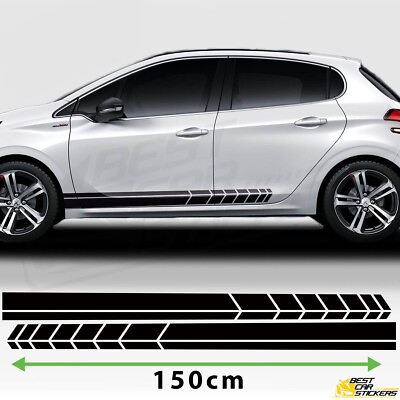 #ad Fits Peugeot Side Racing Stripes Car Stickers Car Graphics Vinyl Made In UK