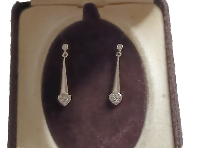 #ad 9ct gold diamond drop earrings