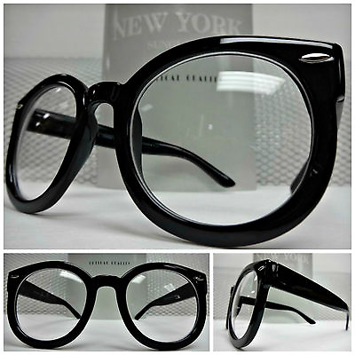 #ad Men#x27;s Women Classic Vintage Retro Style Clear Lens EYE GLASSES Round Black Frame
