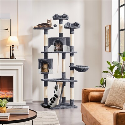 #ad 79in Large Cat Tree Tower for Indoor Cats Condo Scratching Post Pet Play House