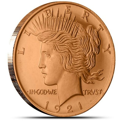 #ad 1 oz Copper Round Peace Dollar