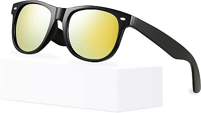 #ad Classic Style Mirrored Sunglasses for Black Frame Yellow Lens