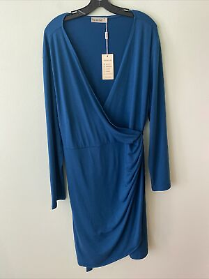 #ad Nemidor Wrap Top Turquoise Dress Size 20 New