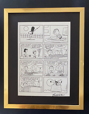 #ad CHARLES SCHULZ Signed Vintage 1968 Peanuts SNOOPY Cartoon New Frame