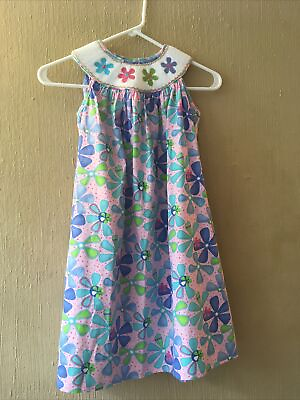#ad Petite Palace Smocked Girls Sz 5 Colorful Polka Floral Dress $29.99
