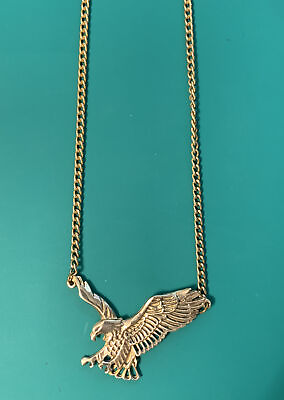 #ad VTG Large Swooping Flying Eagle Necklace Detailed 10” Chain