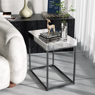 #ad High end Mirrored Side Table Accent Table Anti oxidation Glass top Nightstand