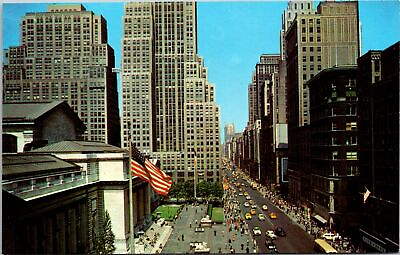 #ad Vintage PPC Looking Up of 5th Avenue from NY Public Library F53157