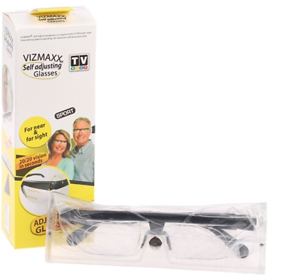 #ad VIZMAXX Dial Adjustable Glasses Variable Focus Reading Distance Vision Eyeglass