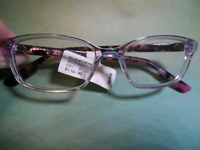 #ad NEW WOMAN#x27;S CRYSTAL Blush CLEAR amp; PINK TORTOISE ARMS EYEGLASS FRAMES 51 16 140 $22.99