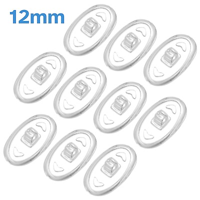 #ad 10pcs 12mm Oval Silicone Screw In Nose Pads Grip On Side Holders Spectacles