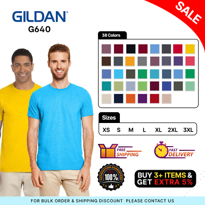 #ad Gildan G640 Mens Short Sleeve Plain Softstyle Ringspun Cotton Jersey T Shirt