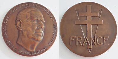 #ad General De Gaulle Free France Cross of Lorraine Vintage Large Bronze Medallion