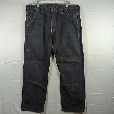#ad Levis 569 38x32 Mens Jeans Loose Straight Fit Baggy Indigo Denim Zipper Pants