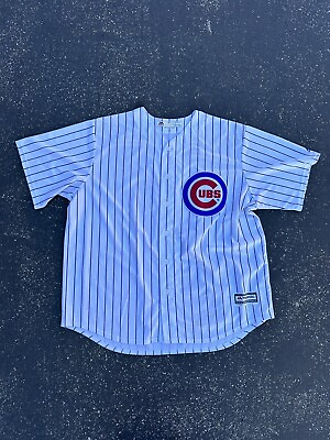 #ad Chicago Cubs Majestic White PinStripe Men’s Size XXL STAINED