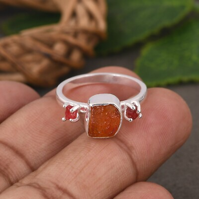 #ad Authentic Raw Ruby amp; Carnelian Gemstone Ring 925 Silver Engagement Gift For Love