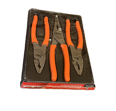 #ad Snap on Tools NEW PL347ACFO ORANGE 3pc Soft Grip Slip Joint Pliers Set USA