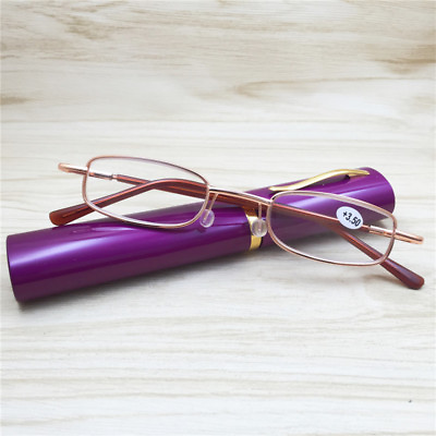 #ad Unisex Reading Glasses Rimmed Slim With Tube Case1.5 2.0 2.5 3.0 3.5 4.0