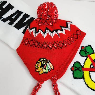 #ad Kids Chicago Blackhawks scarf and hat