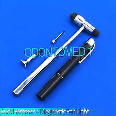 #ad Neurological Percussion Reflex Buck Hammer Diagnostic Pen light Penlight