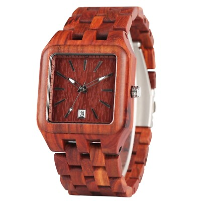 #ad Mens Wooden Ebony Watches Luxury Wood Watches Date Display Full Wooden Band