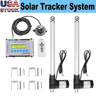 #ad LCD Dual Axis Solar Sun Track Tracker System W 12V 2X18quot; 6000N Linear Actuators