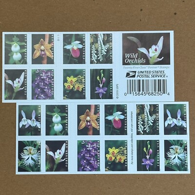 #ad Wild Orchids Flowers Stamp Booklet of 20 First Class Postage Stamps Scott# 5444