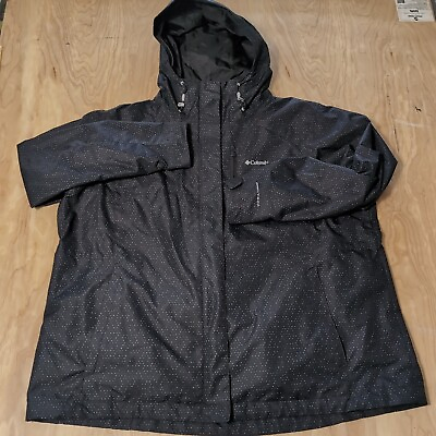 #ad Rare Columbia Full Zip black Windbreaker hoodie jacket Men#x27;s 3X Zip Pockets