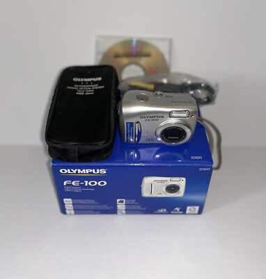 #ad Perfect Vintage Olympus FE 100 4.0MP Digital Camera In Silver