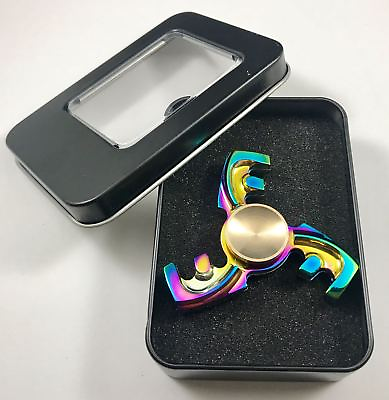 #ad Metallic Tri Fidget Spinner rainbow Handheld Toy