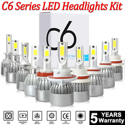 #ad 20x H4 H11 9005 9006 5202 9007 C6 LED Headlight Kit 6500K White Hi Lo Beam Bulbs