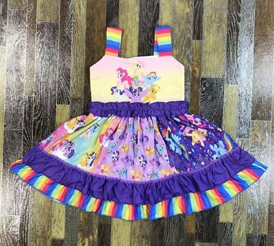 #ad NEW Boutique My Little Pony Girls Sleeveless Ruffle Dress