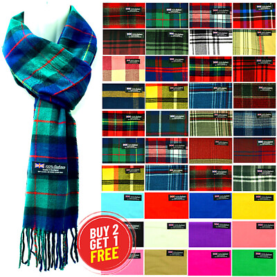 #ad Womens Mens Winter 100% Cashmere Plaid check Scarves Wool Scarf Scotland Made $7.69