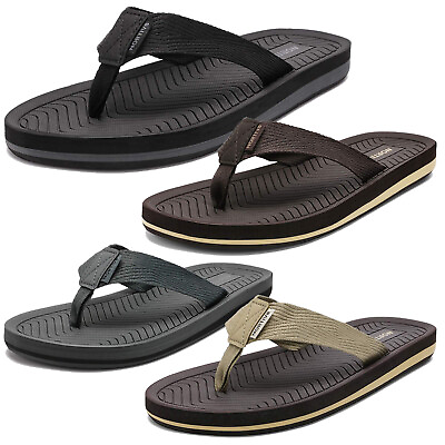 #ad US Men#x27;s Flip Flops Beach Sandals Lightweight EVA Sole Thongs Shoes $14.59