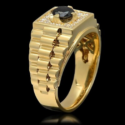 #ad 14K Gold Diamond Ring with black diamond