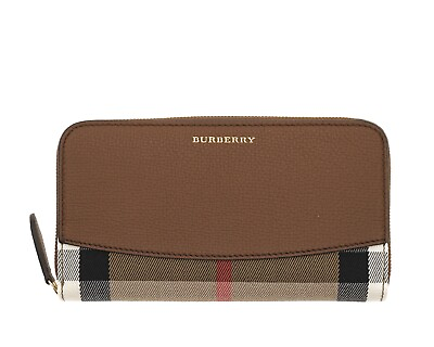 #ad Burberry Elmore Wallet House Check Derby Zip Around New