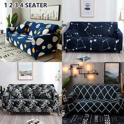 #ad Sofa Cover 1 2 3 4 Seater Elastic Settee Stretch Spandex Printed Couch Protector