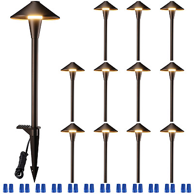 #ad 12 Pack 3CCT Low Voltage LED Landscape Pathway Light Outdoor Lawn Lights 5W