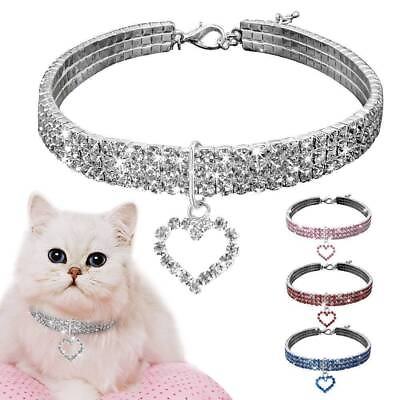 #ad ⭐️️Dog Cat Rhinestone Diamond Collar Necklace Puppy Crystal Bling Pet Accessorys